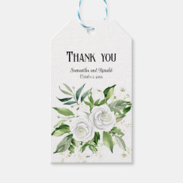 Etiquetas Para Regalos Elegantes rosas blancas y Boda de aliento del bebé