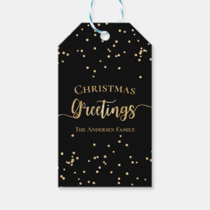 Etiquetas Para Regalos Elegantes saludos de Navidad de oro negro