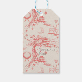 Etiquetas Para Regalos Elk Woods, tela francesa en rojo con personalizaci