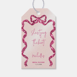 Etiquetas Para Regalos Ella está atando el nudo elegante brillo rosa lazo