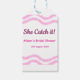 Etiquetas Para Regalos Ella lo atrapó en una espiral rosa líneas de acuar