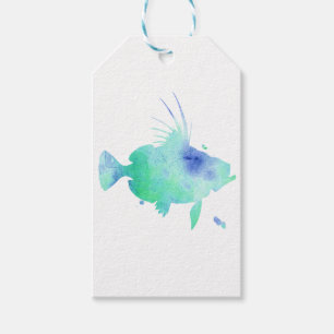 Etiquetas Para Regalos embalaje de la aguamarina de los pescados del