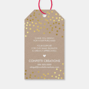 Etiquetas Para Regalos EMBALAJE DE NEGOCIOS TAG puntos de confeti dorado 