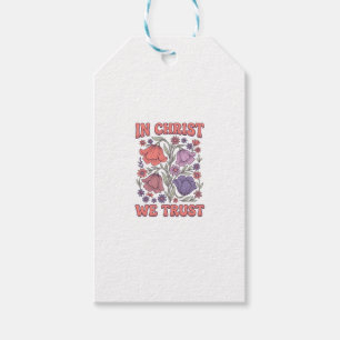 Etiquetas Para Regalos En Cristo Confiamos Diseño Floral Cristiano Vector