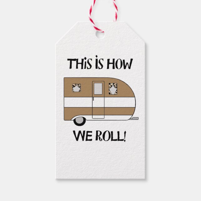 Etiquetas Para Regalos "En vivo, reír, en campamento y pescado" (Anverso)