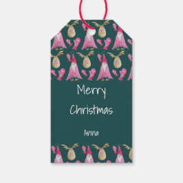 Etiquetas Para Regalos Enanos y renos de Navidad con guantes