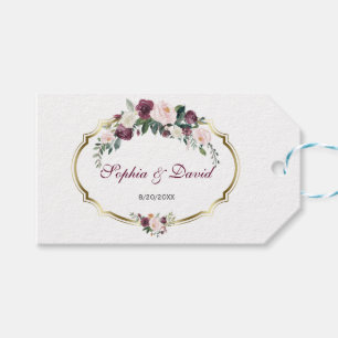 Etiquetas Para Regalos Encantador Boda floral Gold Burgundy Rubor