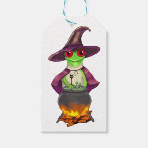 Etiquetas Para Regalos Encantadora rana de bruja engendrada Halloween