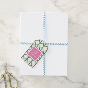 Etiquetas Para Regalos Enrejado verde bambú patrón personalizado elegante