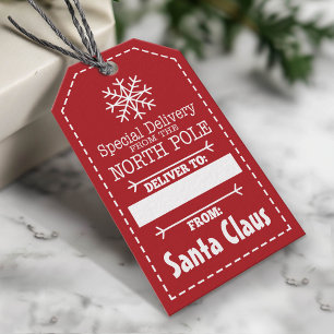 Etiquetas Para Regalos Entrega especial del Polo Norte y Santa Claus