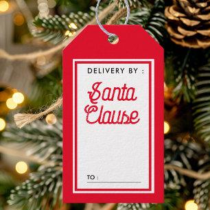 Etiquetas Para Regalos Entregado por Navidades rojos y blancos de Santa C