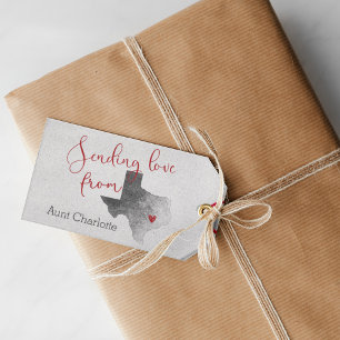 Etiquetas Para Regalos Enviando amor desde Texas - El día de San Valentín