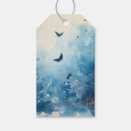 Etiquetas Para Regalos Ephemera de color de agua azul