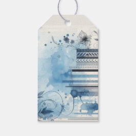 Etiquetas Para Regalos Ephemera de color de agua azul