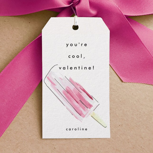 Etiquetas Para Regalos Eres El día de San Valentín de Guay (Watercolor pink popsicle Valentine's Day gift tag.)