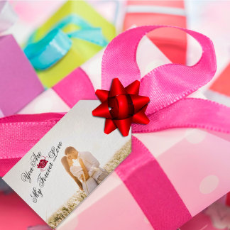 Etiquetas Para Regalos “Eres mi amor para siempre” Rosa Roja Foto Elegant