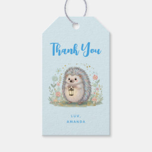 Etiquetas Para Regalos Erizo Adorable con Lámpara Gracias