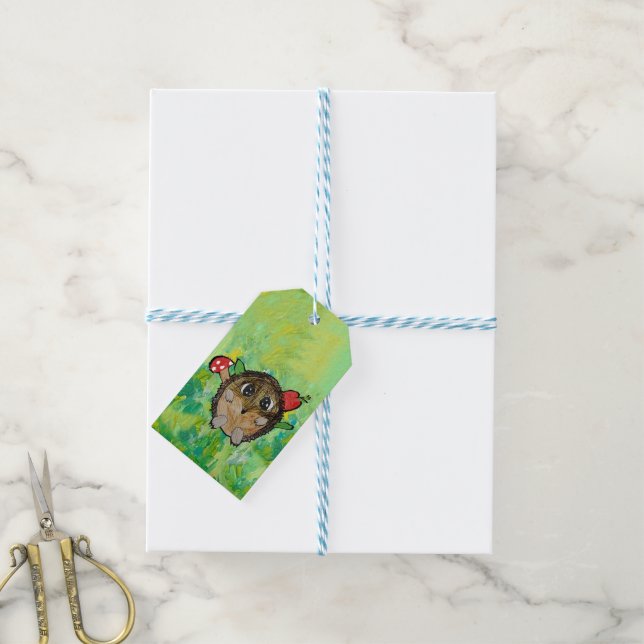 Etiquetas Para Regalos Erizo Lindo (Con cuerda)
