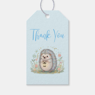 Etiquetas Para Regalos Erizo Lindo con Lámpara Gracias