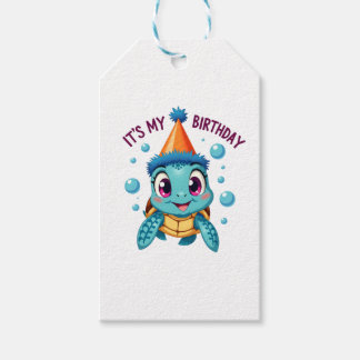 Etiquetas Para Regalos Es Mi Cumpleaños Tortuga Marina Lindo Cumpleaños O