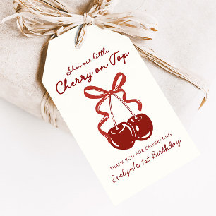 Etiquetas Para Regalos Es Nuestra Pequeña Cereza en la Parte Superior Chi