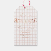 Es un Chica Cute Brown Gingham Notedry Baby Shower