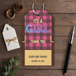 Etiquetas Para Regalos Es un chica Rústico Lumberjack Flannel Baby Shower