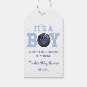 Etiquetas Para Regalos ¡Es un chico! Baby Shower de Blue Bowling Ball