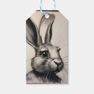 Etiquetas Para Regalos Esbozo de Conejo de Carbón