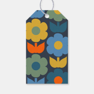 Etiquetas Para Regalos Escándalo corto retro modelo floral moderno azul