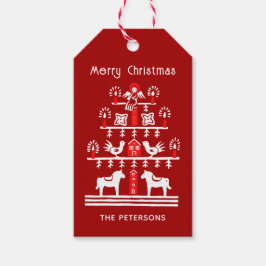 Etiquetas Para Regalos Escándalo festivo lindo árbol de Navidad blanco ro