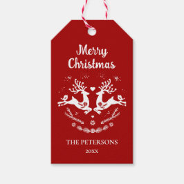 Etiquetas Para Regalos Escándalo festivo lindo Navidad blanco rojo venado
