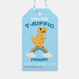 Etiquetas Para Regalos escolares el día de San Valentín dinosaurios t-rex