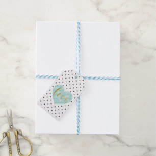 Etiquetas Para Regalos Escritura "amor" del oro en corazón de la acuarel