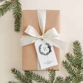 Etiquetas Para Regalos Escudo de la guirnalda monográfica clásica