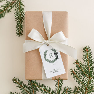 Etiquetas Para Regalos Escudo de la guirnalda monográfica clásica