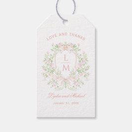 Etiquetas Para Regalos Escudo dulce con Rubor Bows rosados | Boda de mono