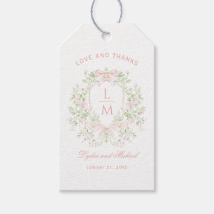 Etiquetas Para Regalos Escudo dulce con Rubor Bows rosados Boda de mono