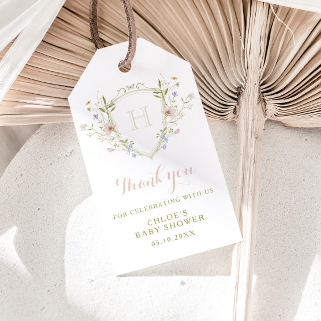 Etiquetas Para Regalos Escudo Pastel de Flor Silvestre Gracias (Subido por el creador)