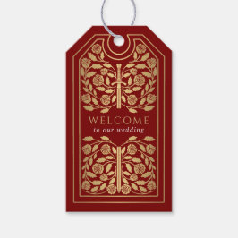 Etiquetas Para Regalos Espada dorada real medieval escarlata de boda Bien
