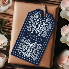 Etiquetas Para Regalos Espada Real Medieval de Plata Azul para Boda Bienv