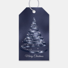 Etiquetas Para Regalos Esparkle de árbol de cinta azul brillante para nav