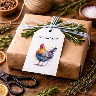 Etiquetas Para Regalos Esplendor de corral: Gallina de acuarela, personal