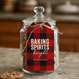 Etiquetas Para Regalos Espritos de Panadería Brillantes Buffalo Plaid Nav