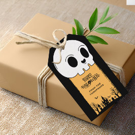 Etiquetas Para Regalos Esqueleto Cráneo Cementerio Negro Gótico Halloween
