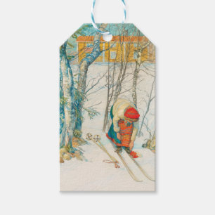 Etiquetas Para Regalos Esquí de invierno por Carl Larsson