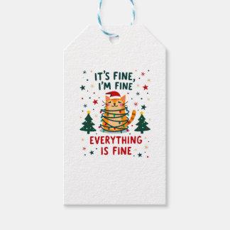 Etiquetas Para Regalos Está Bien Estoy Bien Todo Está Bien Gato de Navida