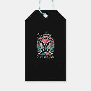 Etiquetas Para Regalos Está bien no estar bien - Skeleton manos con coraz
