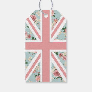 Etiquetas Para Regalos Estampado de flores inglés de Union Jack de los