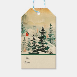 Etiquetas Para Regalos Estilo de trío de Navidad retro vintage J